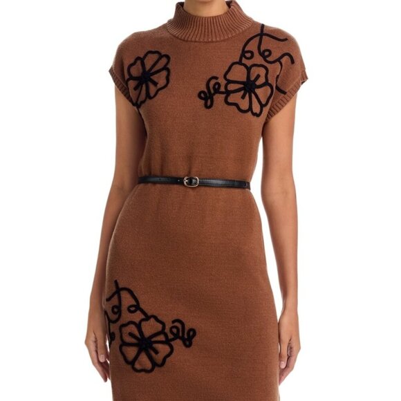 T Tahari Dresses & Skirts - T Tahari Women's Belted Mock Neck Dress - Sherwood Camel